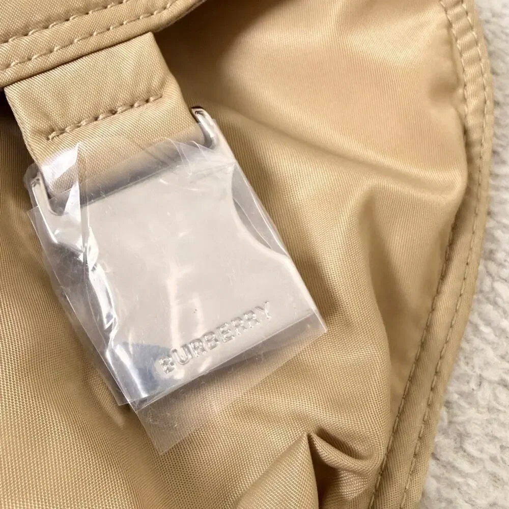 Burberry nylon Tan Backpack large with logo nwt